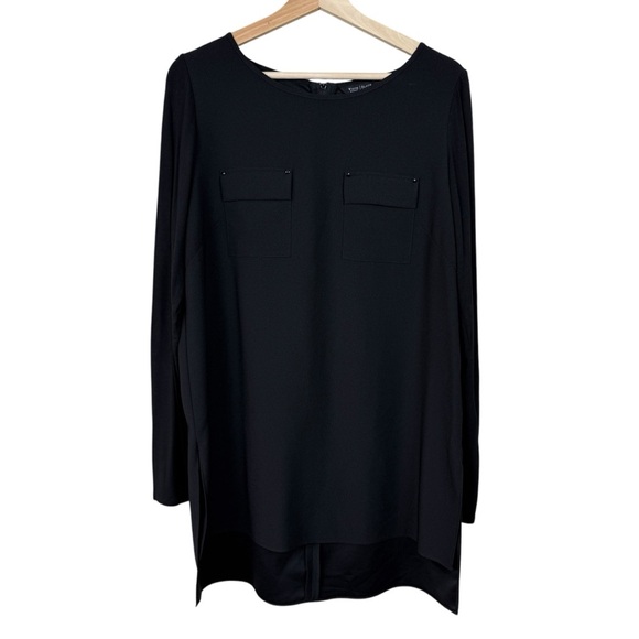 White House Black Market Tops - White House Black Market Black Long Sleeve Blouse High-Low Hem - Size 12